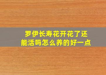 罗伊长寿花开花了还能活吗怎么养的好一点