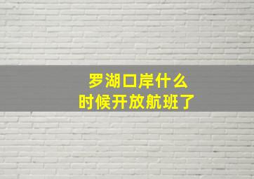 罗湖口岸什么时候开放航班了