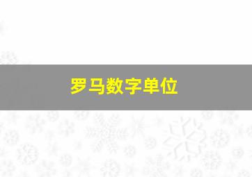 罗马数字单位