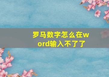 罗马数字怎么在word输入不了了