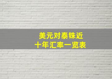 美元对泰铢近十年汇率一览表