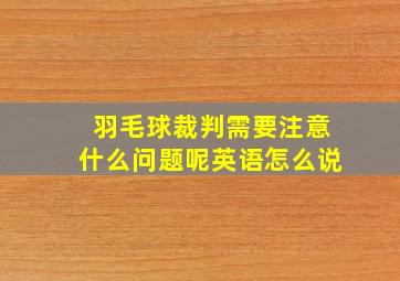 羽毛球裁判需要注意什么问题呢英语怎么说