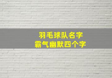 羽毛球队名字霸气幽默四个字