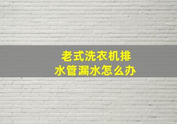 老式洗衣机排水管漏水怎么办