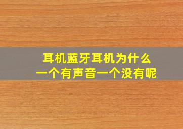 耳机蓝牙耳机为什么一个有声音一个没有呢