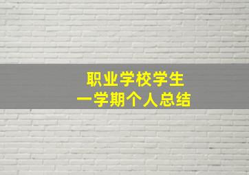 职业学校学生一学期个人总结