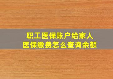 职工医保账户给家人医保缴费怎么查询余额