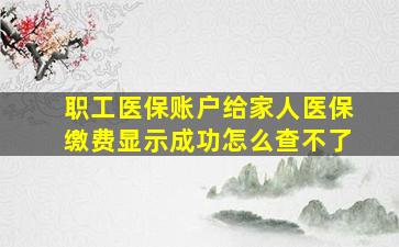 职工医保账户给家人医保缴费显示成功怎么查不了