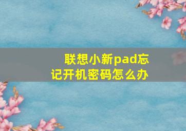 联想小新pad忘记开机密码怎么办