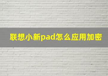 联想小新pad怎么应用加密