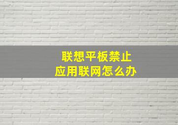 联想平板禁止应用联网怎么办