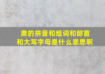 肃的拼音和组词和部首和大写字母是什么意思啊