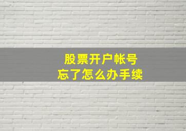 股票开户帐号忘了怎么办手续