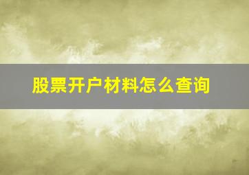 股票开户材料怎么查询