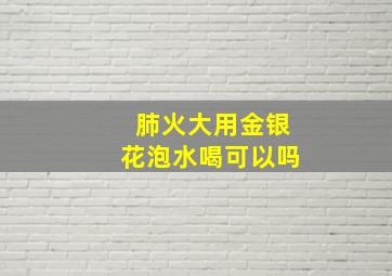 肺火大用金银花泡水喝可以吗