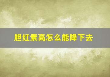 胆红素高怎么能降下去