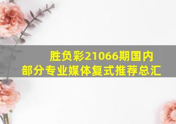 胜负彩21066期国内部分专业媒体复式推荐总汇