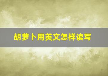 胡萝卜用英文怎样读写