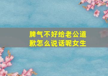 脾气不好给老公道歉怎么说话呢女生