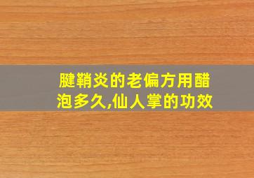 腱鞘炎的老偏方用醋泡多久,仙人掌的功效