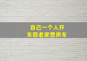 自己一个人开车回老家想拼车