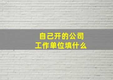 自己开的公司工作单位填什么