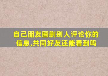 自己朋友圈删别人评论你的信息,共同好友还能看到吗