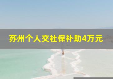 苏州个人交社保补助4万元