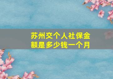 苏州交个人社保金额是多少钱一个月