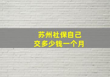 苏州社保自己交多少钱一个月