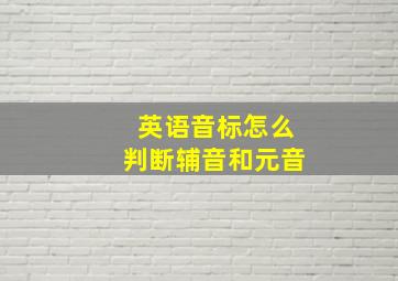 英语音标怎么判断辅音和元音