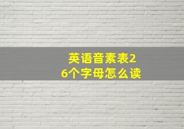 英语音素表26个字母怎么读