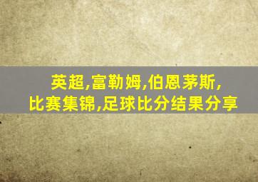 英超,富勒姆,伯恩茅斯,比赛集锦,足球比分结果分享