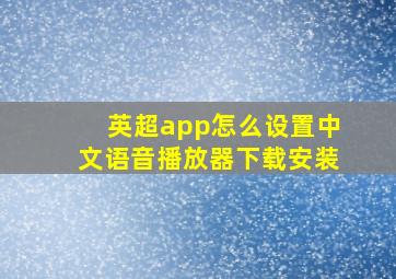 英超app怎么设置中文语音播放器下载安装