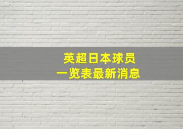 英超日本球员一览表最新消息