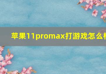 苹果11promax打游戏怎么样