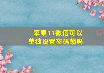 苹果11微信可以单独设置密码锁吗