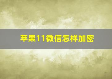 苹果11微信怎样加密