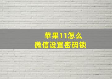 苹果11怎么微信设置密码锁