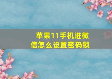 苹果11手机进微信怎么设置密码锁