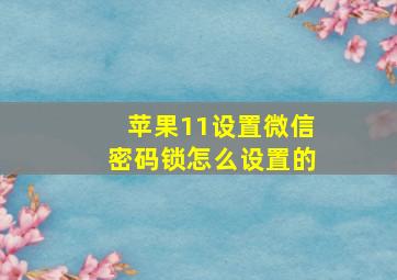 苹果11设置微信密码锁怎么设置的