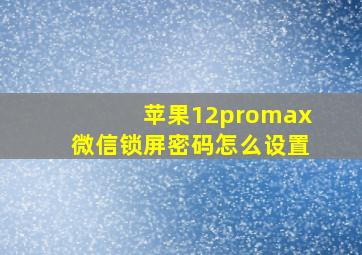 苹果12promax微信锁屏密码怎么设置