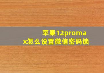 苹果12promax怎么设置微信密码锁