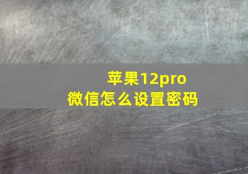 苹果12pro微信怎么设置密码