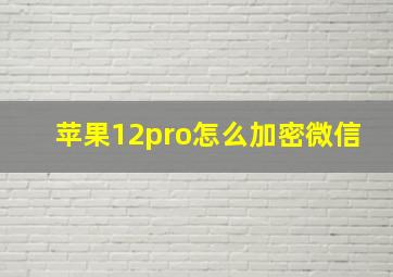 苹果12pro怎么加密微信