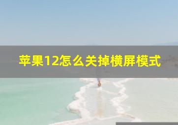 苹果12怎么关掉横屏模式