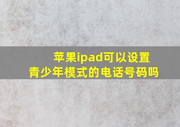 苹果ipad可以设置青少年模式的电话号码吗