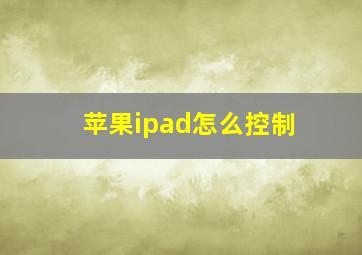 苹果ipad怎么控制