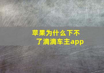 苹果为什么下不了滴滴车主app