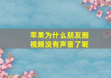 苹果为什么朋友圈视频没有声音了呢